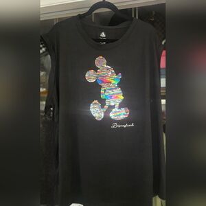 Disneyland Black Short Sleeve Shirt with Holographic Mickey